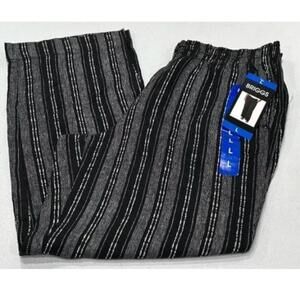 Briggs Women's Linen Blend Pull-On Pants, Black Stripe, Size Large G9